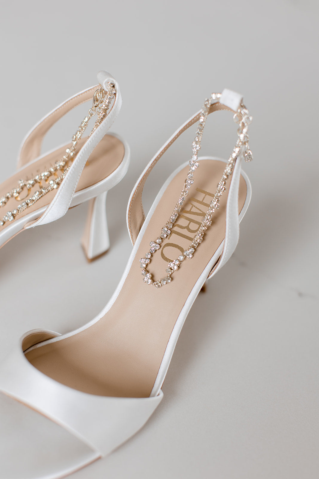 Faye - Satin Open Toe Stiletto With Ankle Bracelet - Soft White