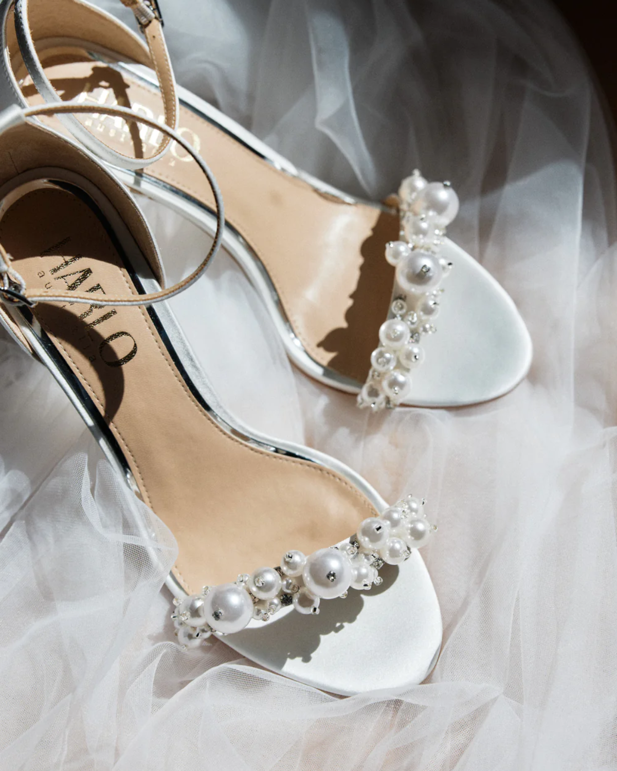 Charlotte - White Statement Pearl Block Heel