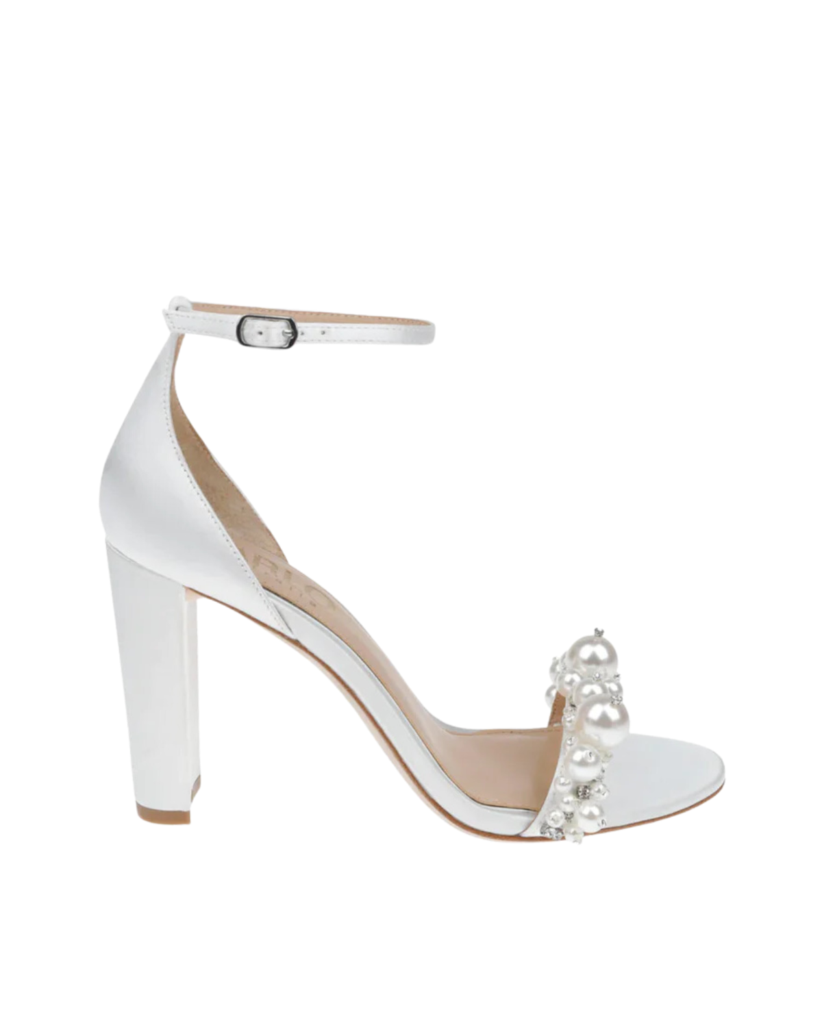 Charlotte White Statement Pearl Block Heel
