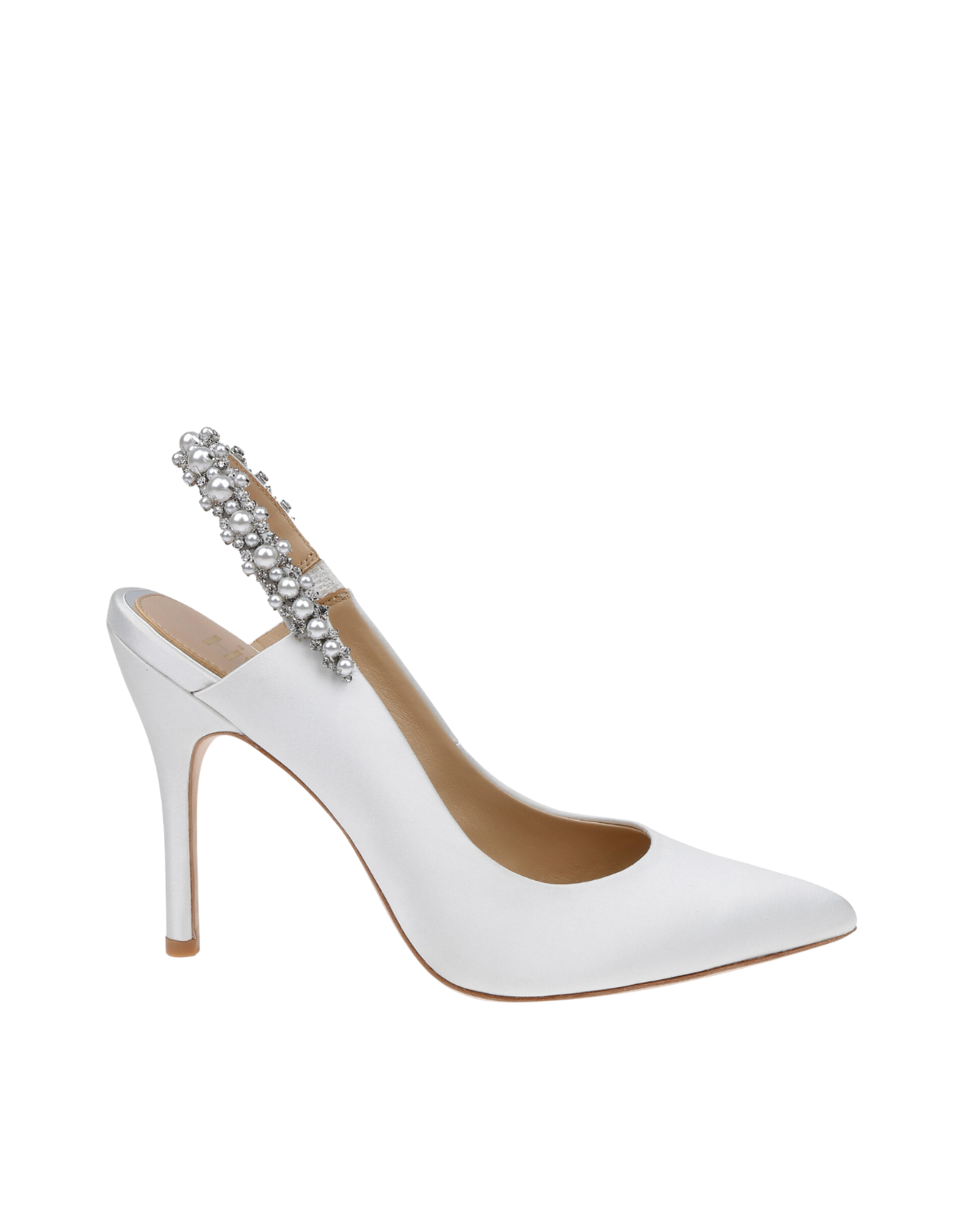 Bonnie Pearl White Pearl Crystal Embellished Sling Back Bridal Pum