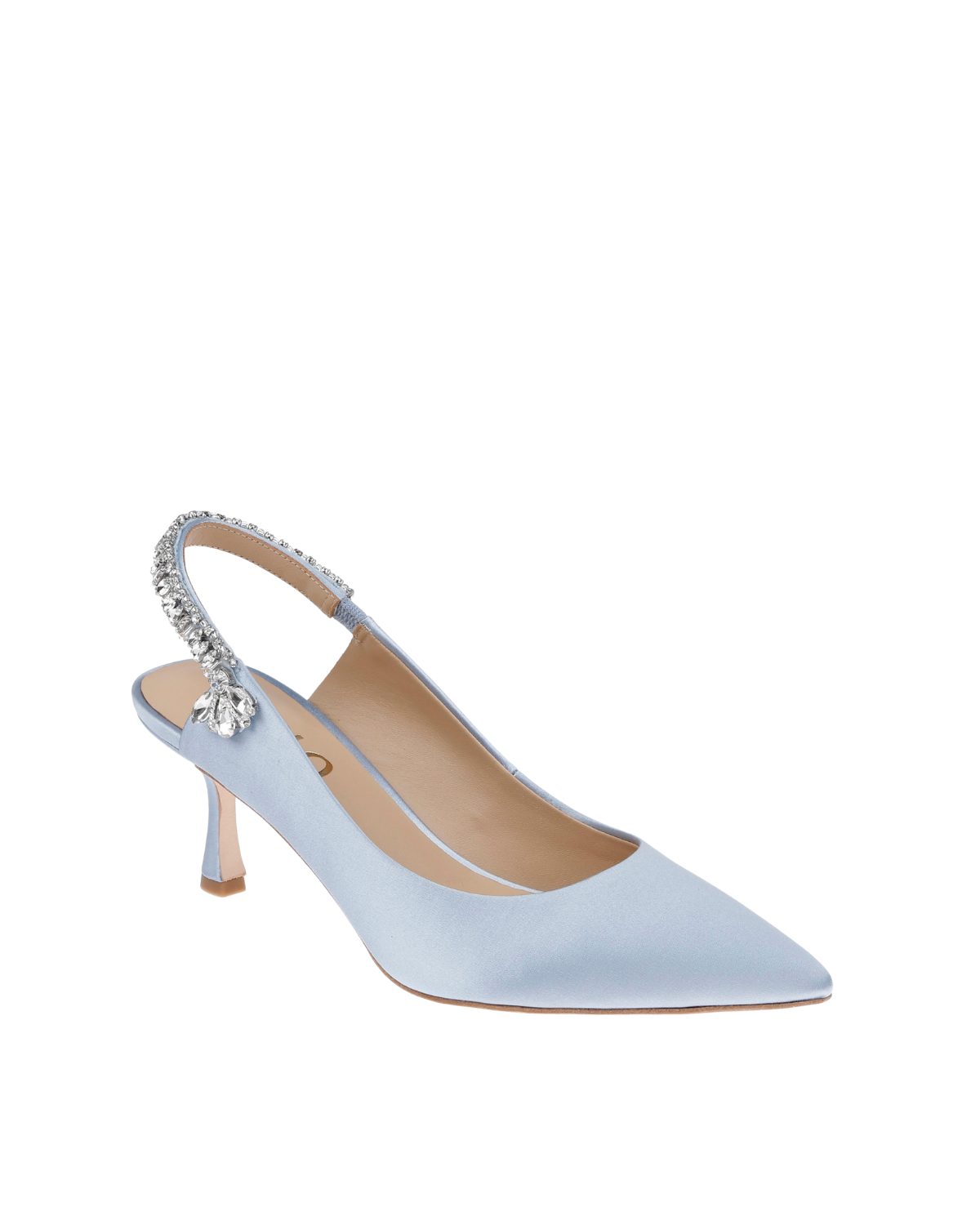 Nina Azure - Blue Crystal Embellished Sling Back Low Bridal Pump