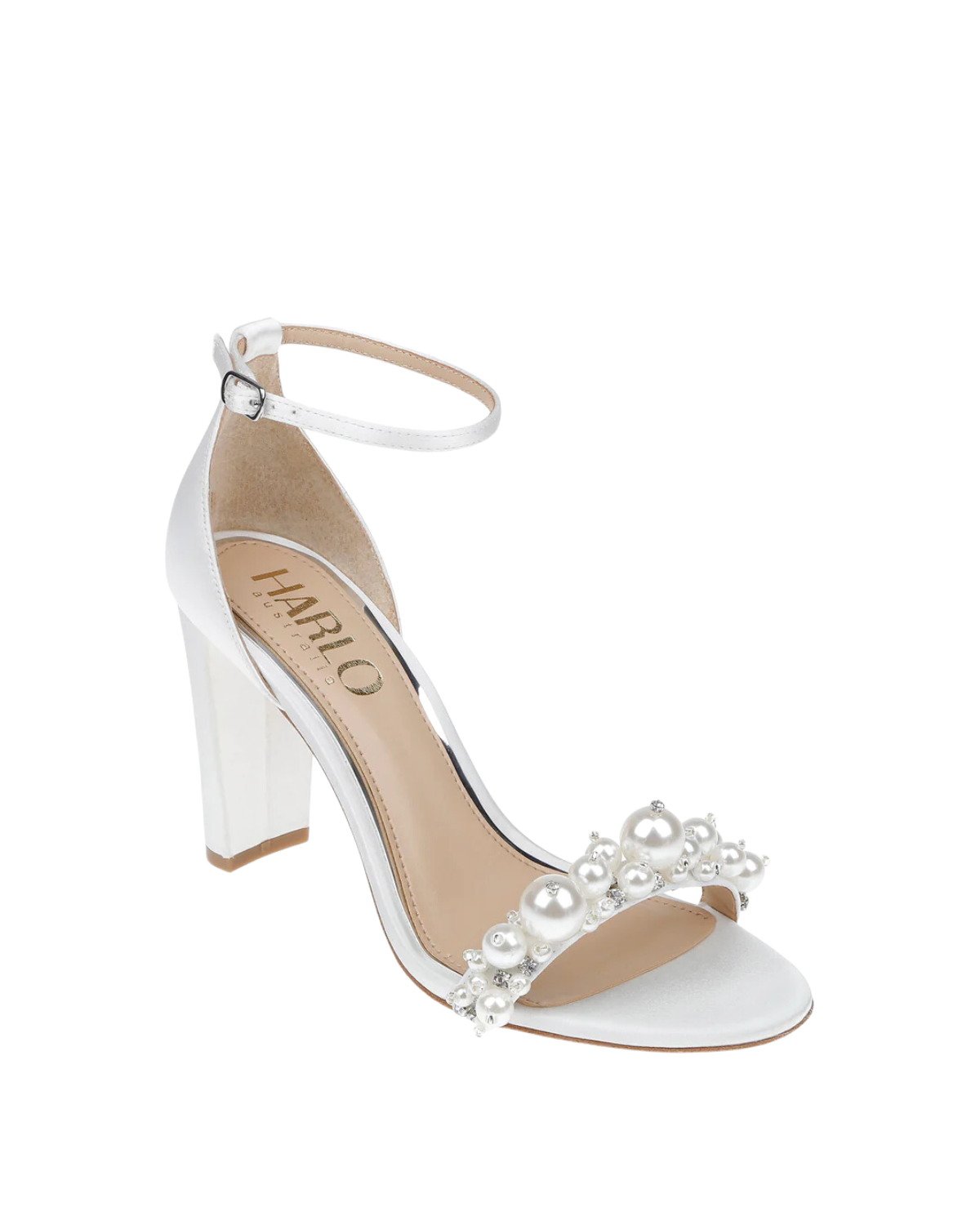 Charlotte - White Statement Pearl Block Heel