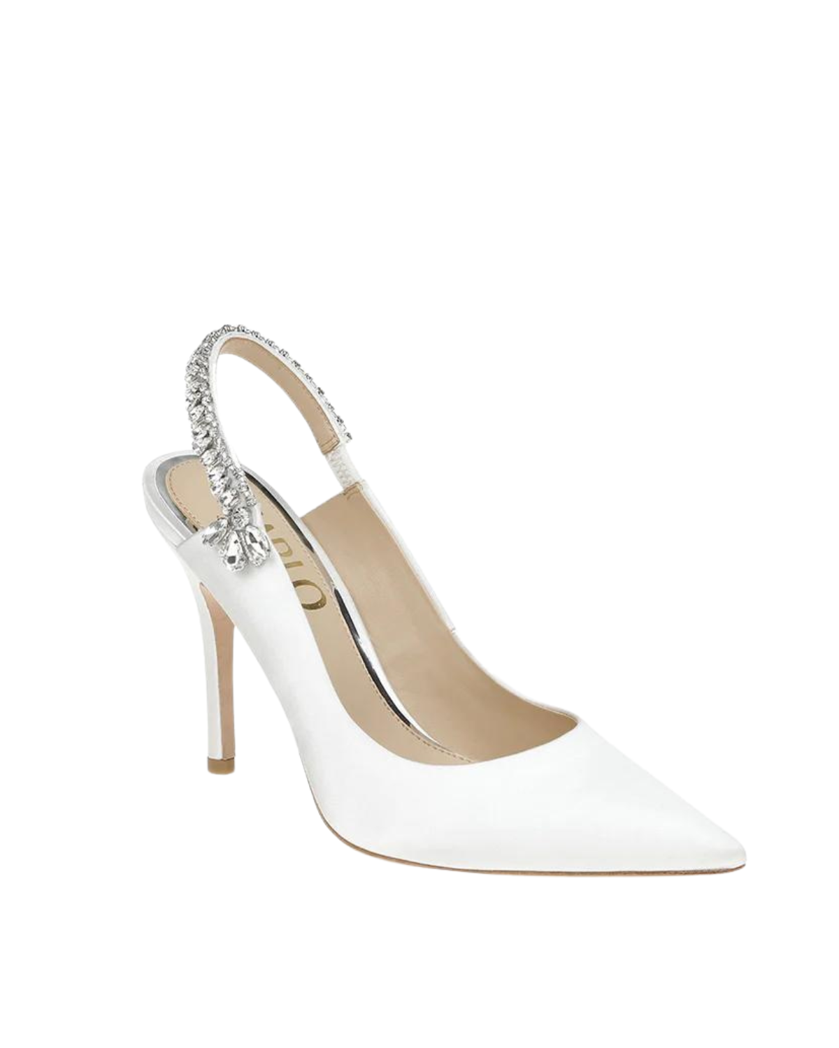 Bonnie - White Crystal Embellished Sling Back Bridal Pump