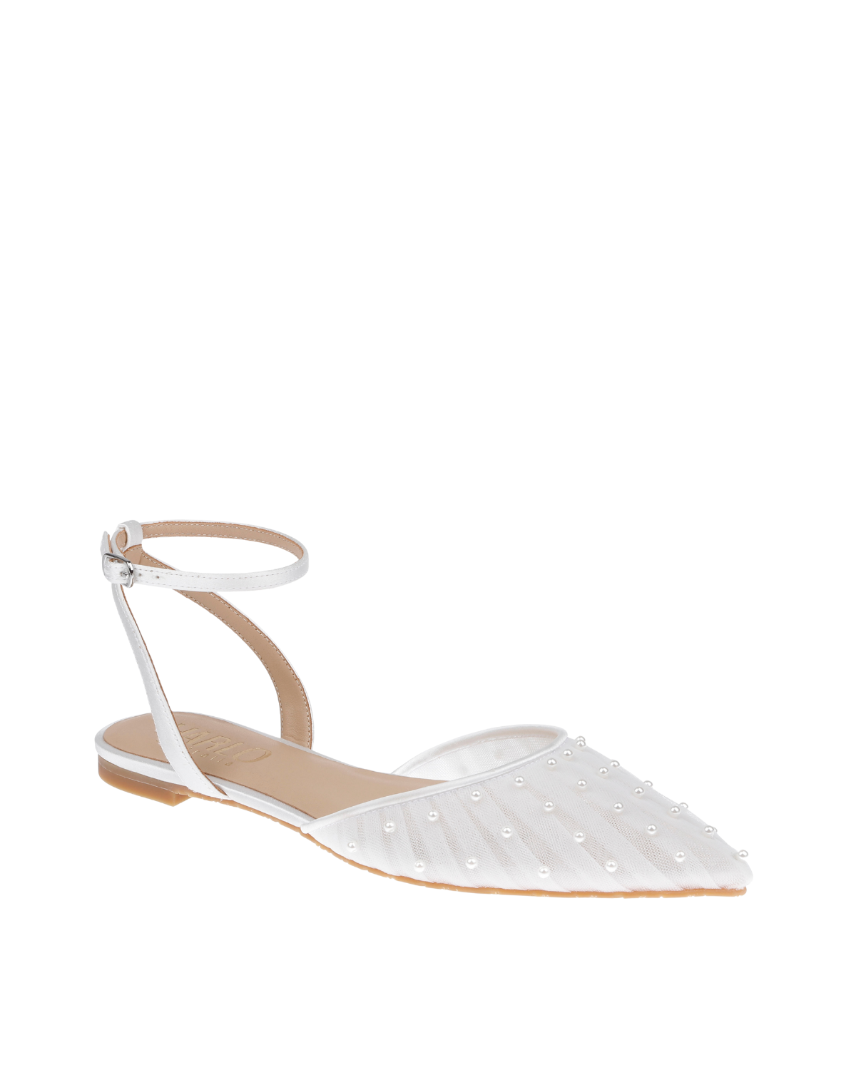 Chanel Pearl - White Tulle Flats with Handsewn Pearls