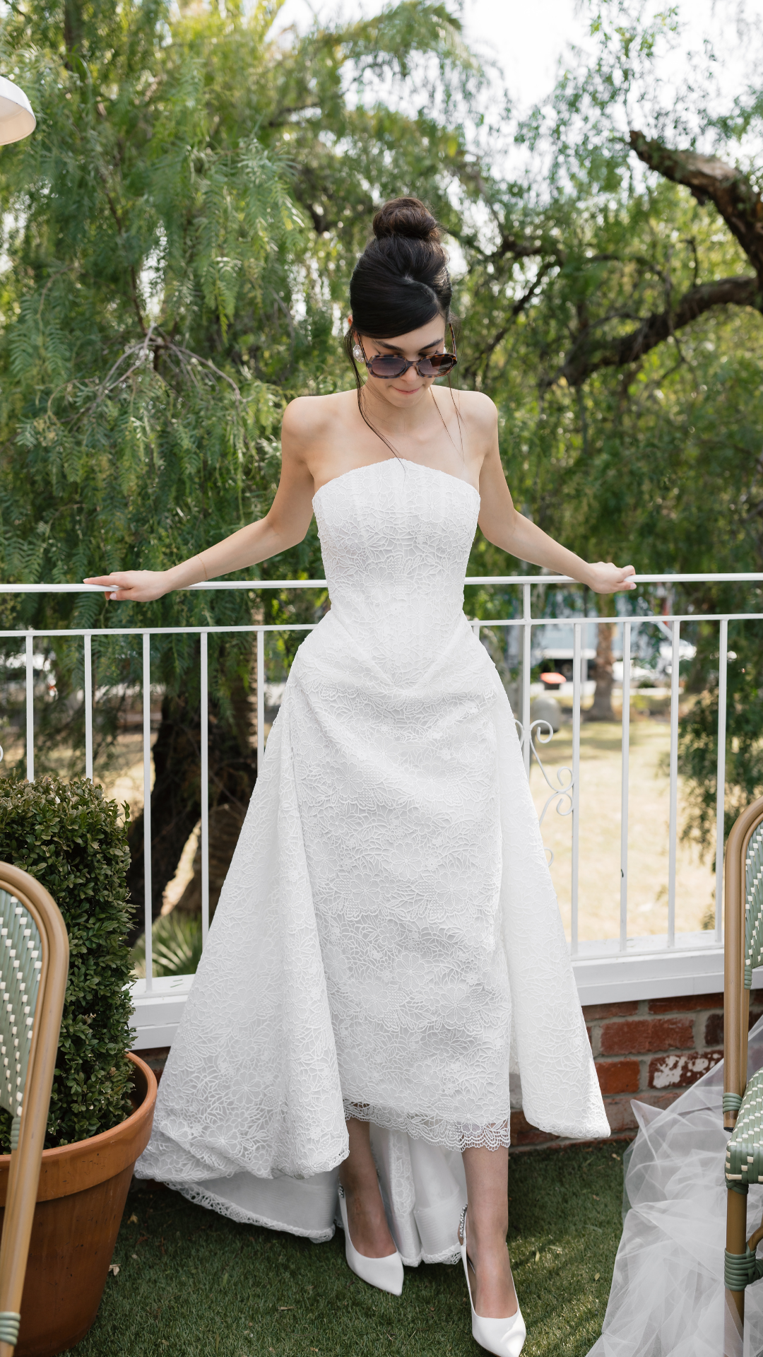 Bonnie Pearl - White Pearl & Crystal Embellished Sling Back Bridal Pump