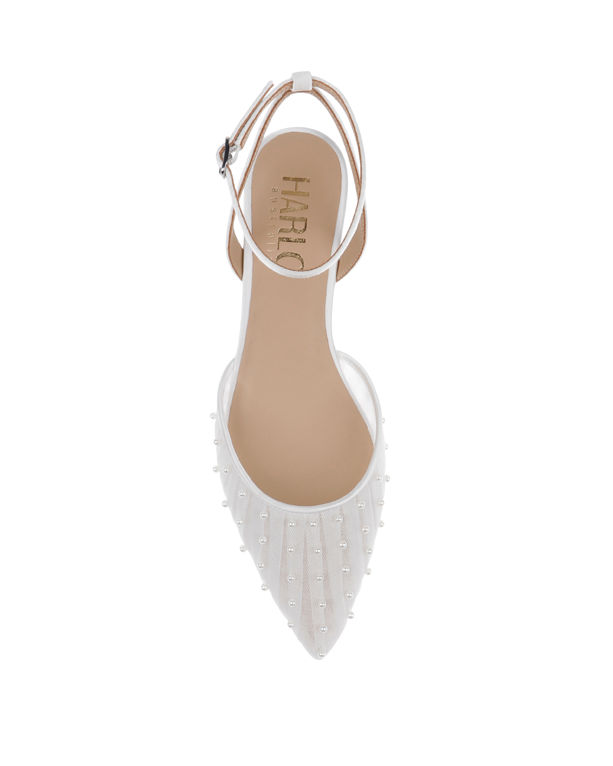 Chanel Pearl - White Tulle Flats with Handsewn Pearls