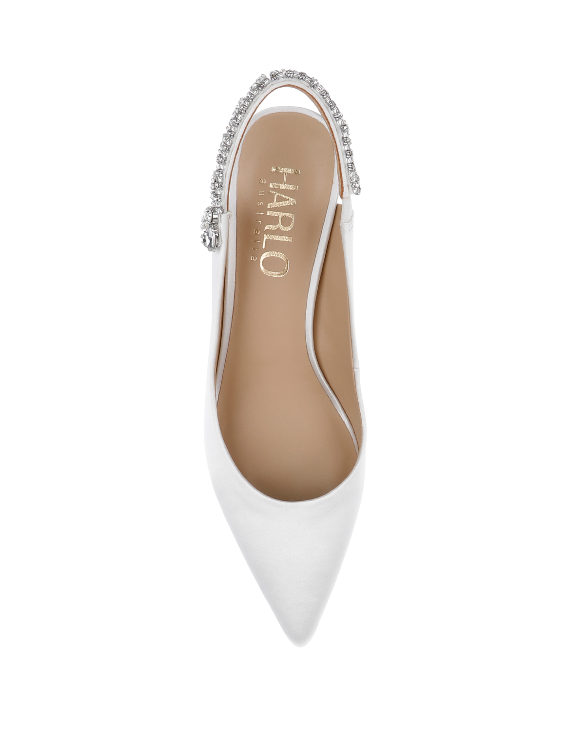 Nina - White Crystal Embellished Sling Back Low Bridal Pump