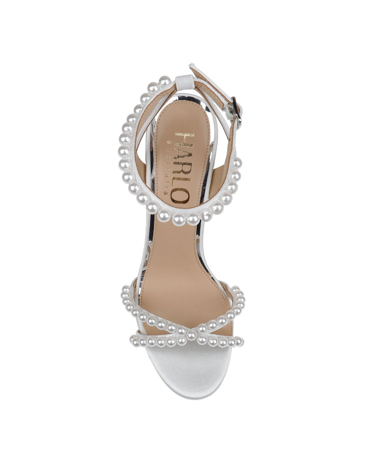 Eva - White Platform Pearl High Block Bridal Heel
