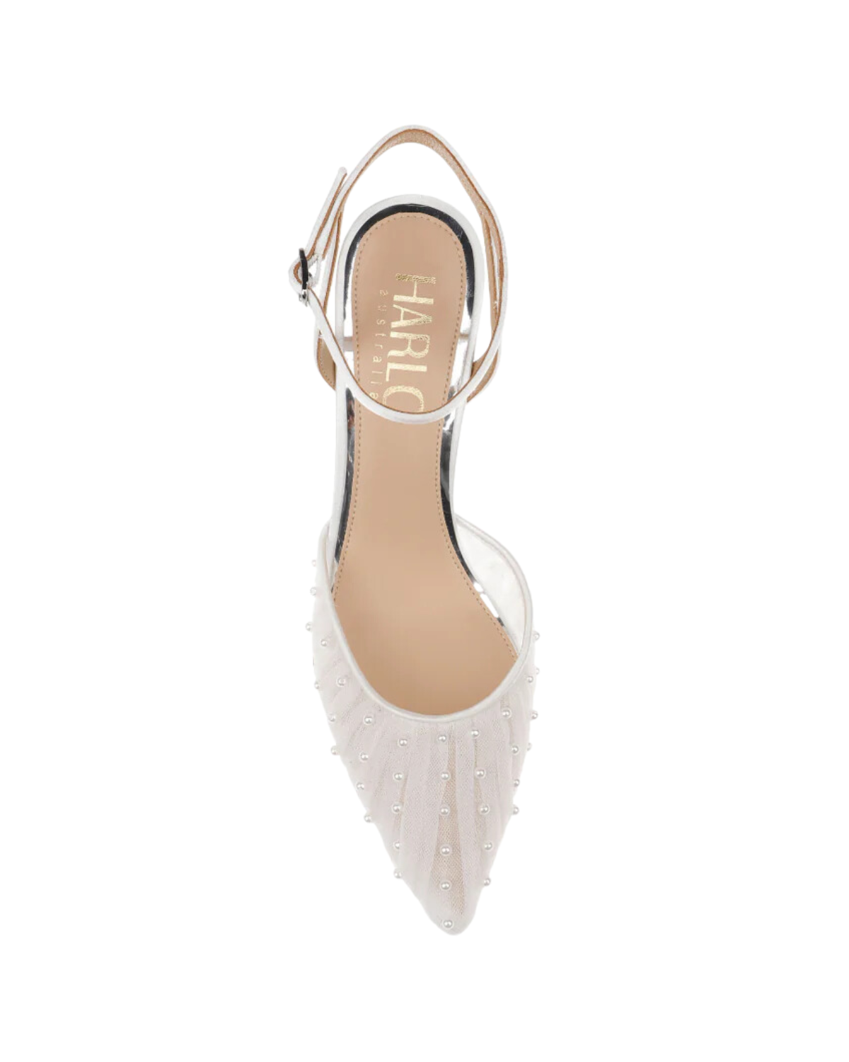 Ellie - White Low Heel with Handsewn Pearls