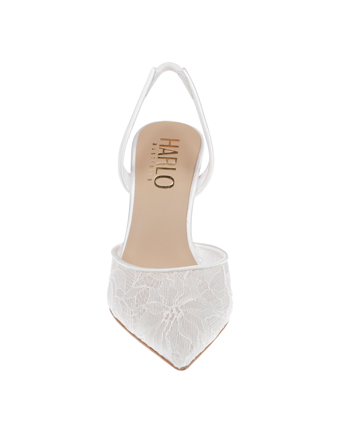 Gigi Lace - Floral Lace Bridal Slingback Heels - Soft White