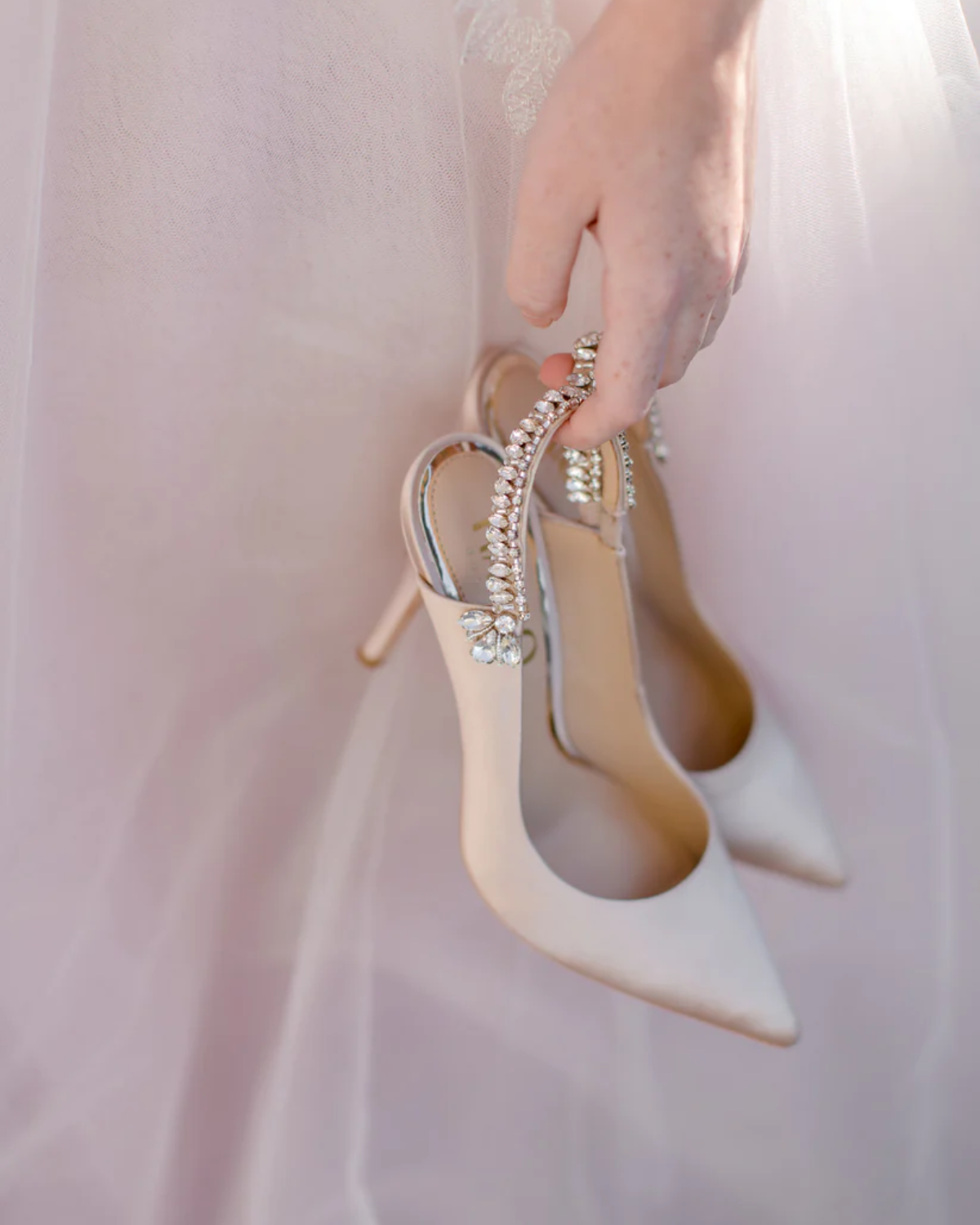 Bonnie - Nude Crystal Embellished Sling Back Bridal Pump