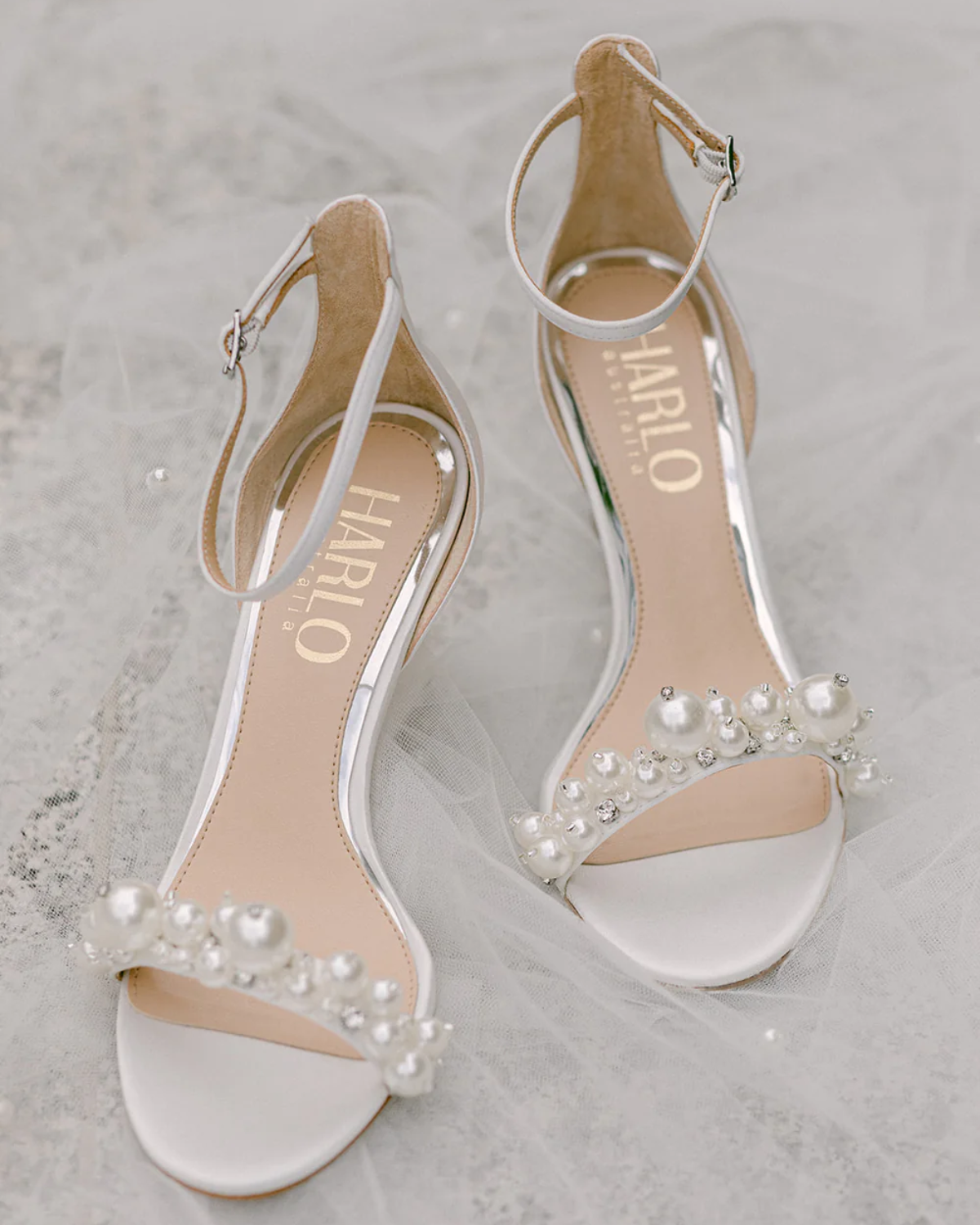 Charlotte - White Statement Pearl Block Heel