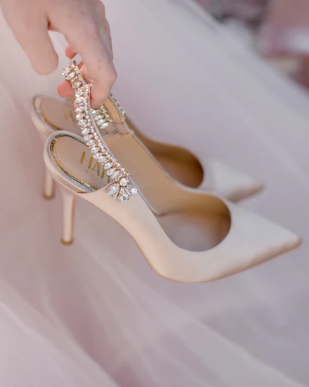 Bonnie - Nude Crystal Embellished Sling Back Bridal Pump