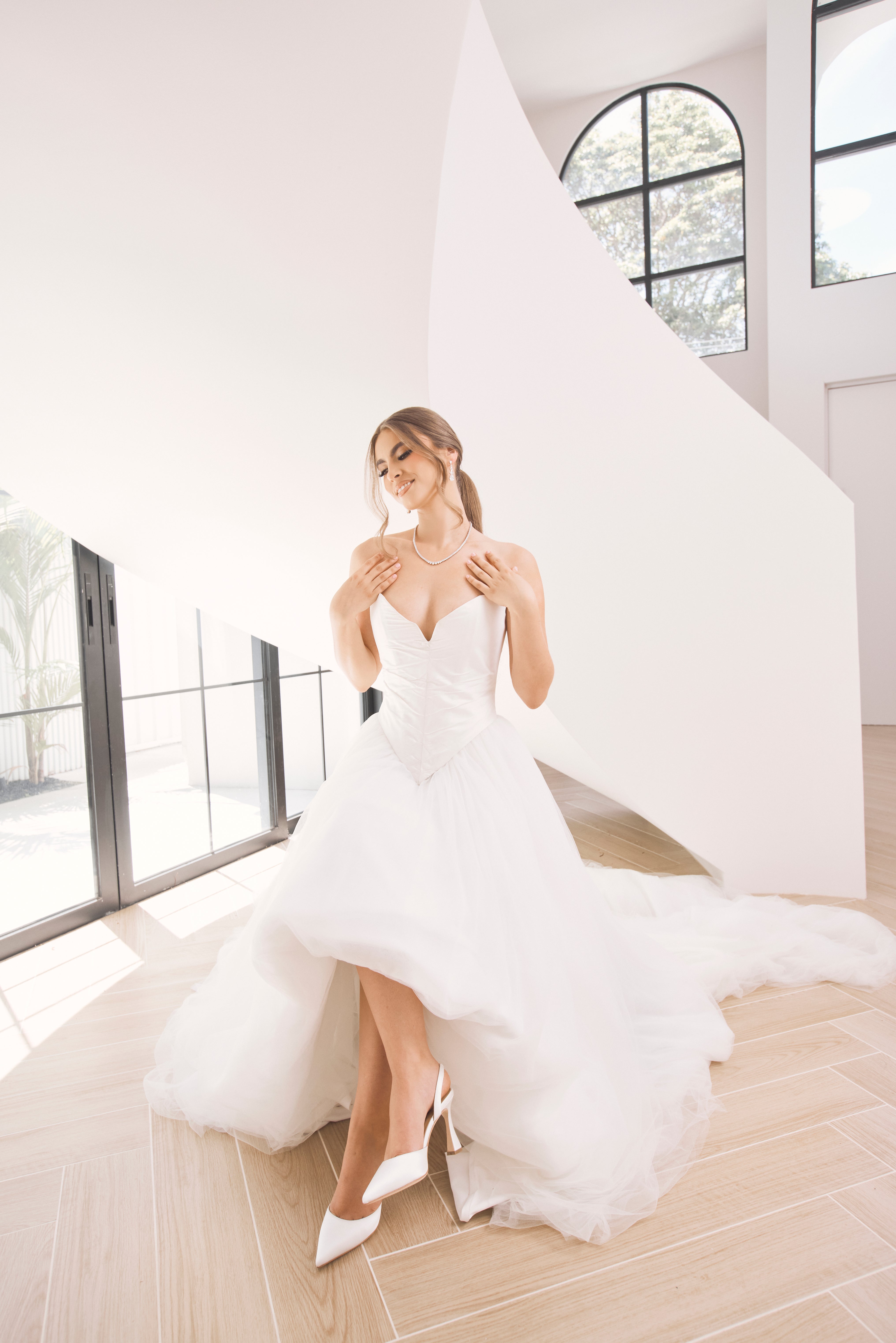 Gigi - Satin Bridal Slingback Stiletto Heels - Soft White