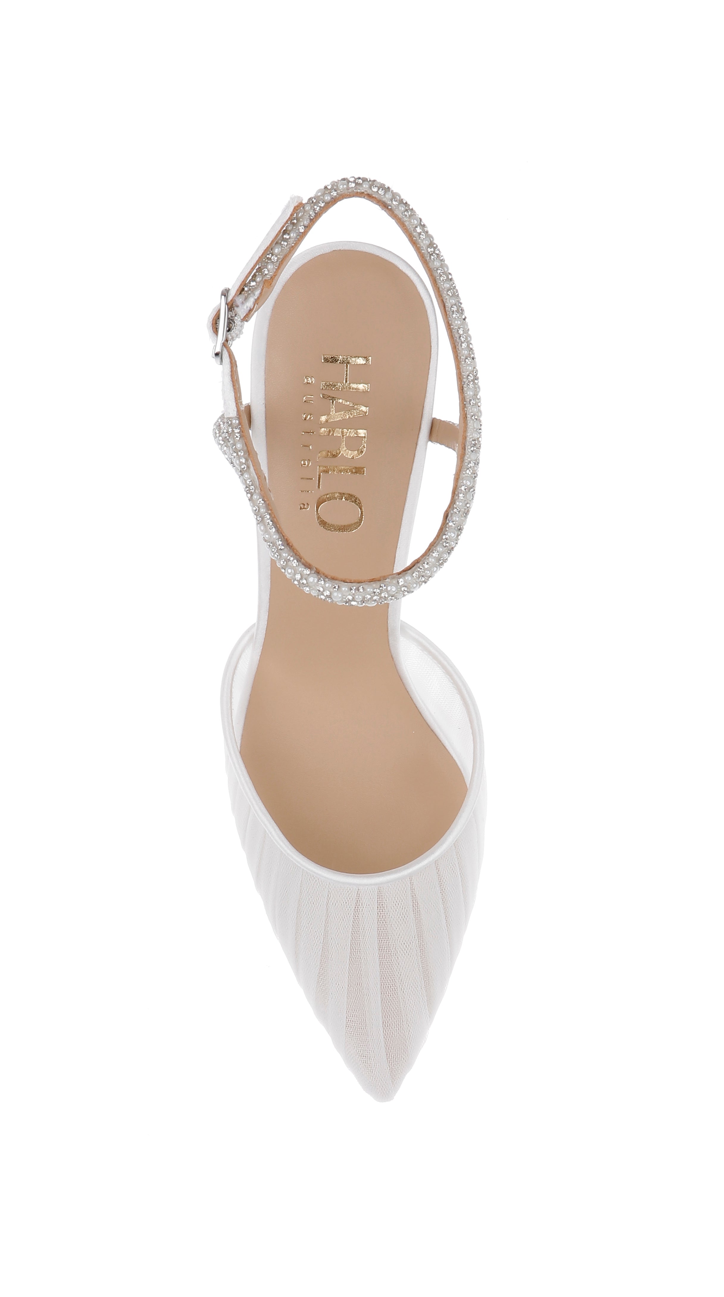 Georgia Pearl - White Tulle Point with Crystal and Pearl Strap