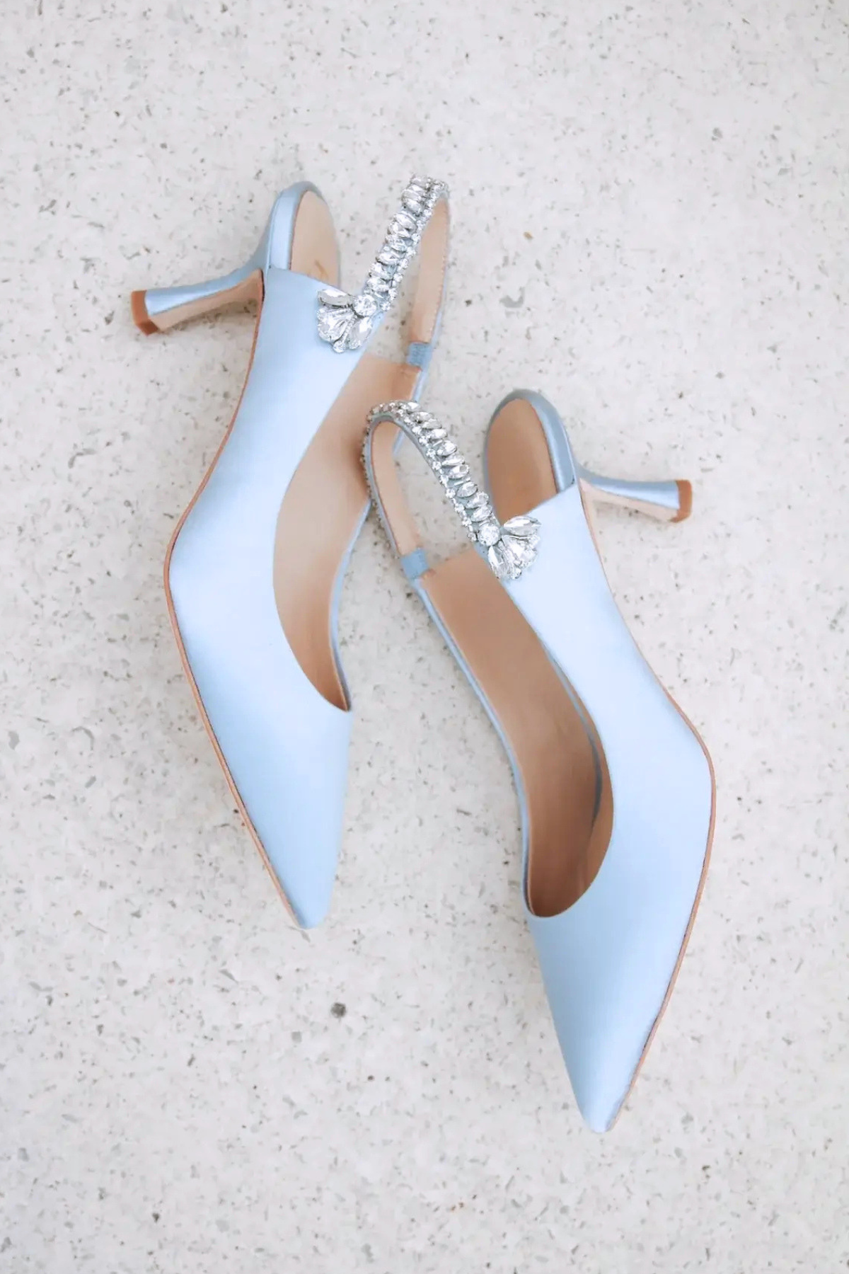 Nina Azure - Blue Crystal Embellished Sling Back Low Bridal Pump