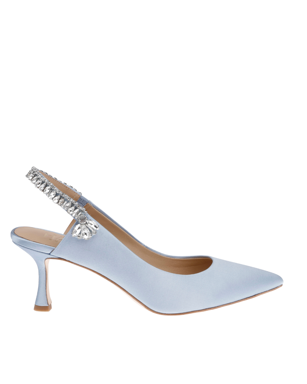 Nina Azure - Blue Crystal Embellished Sling Back Low Bridal Pump