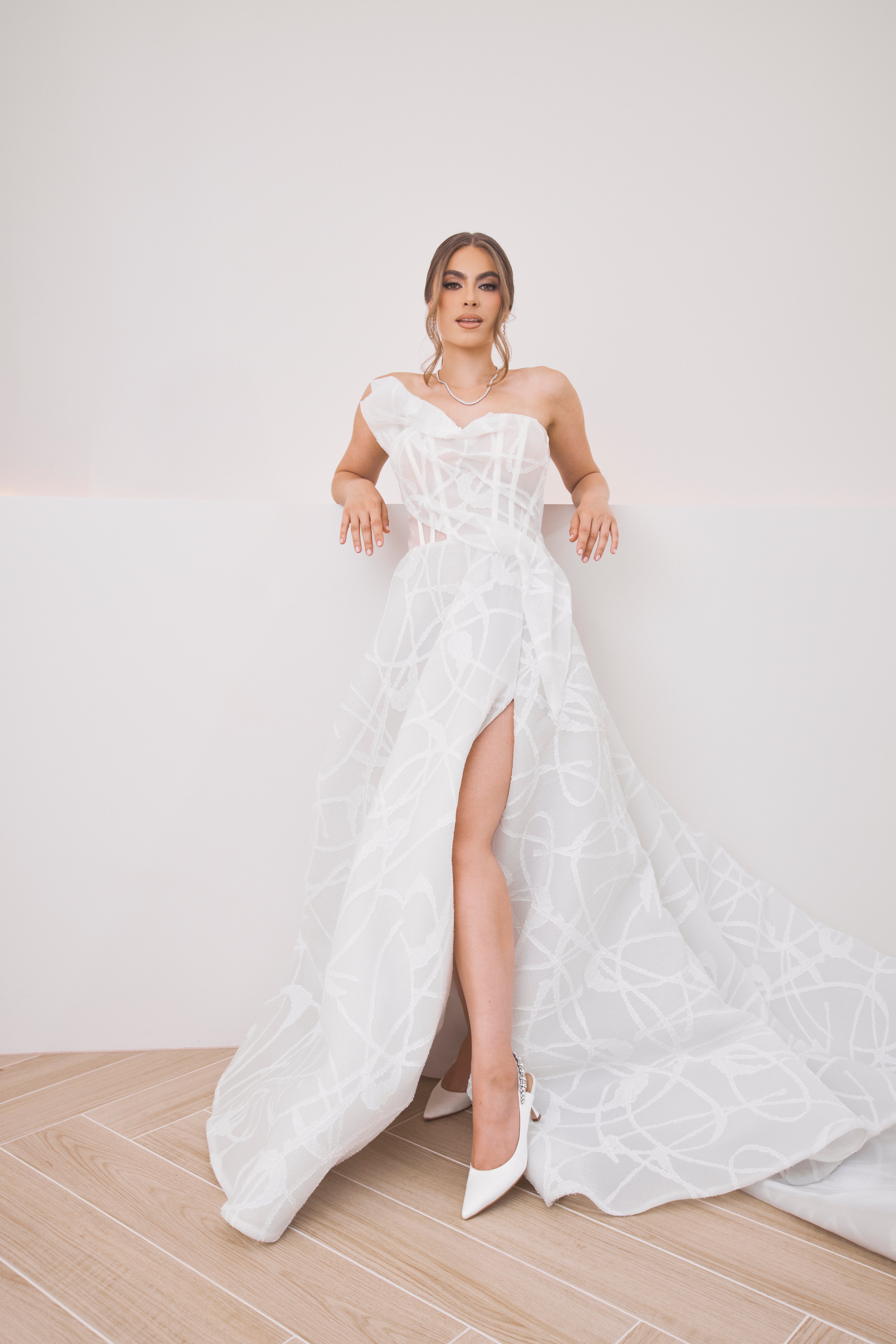 Nina Pearl - White Pearl & Crystal Embellished Sling Back Low Bridal Pump