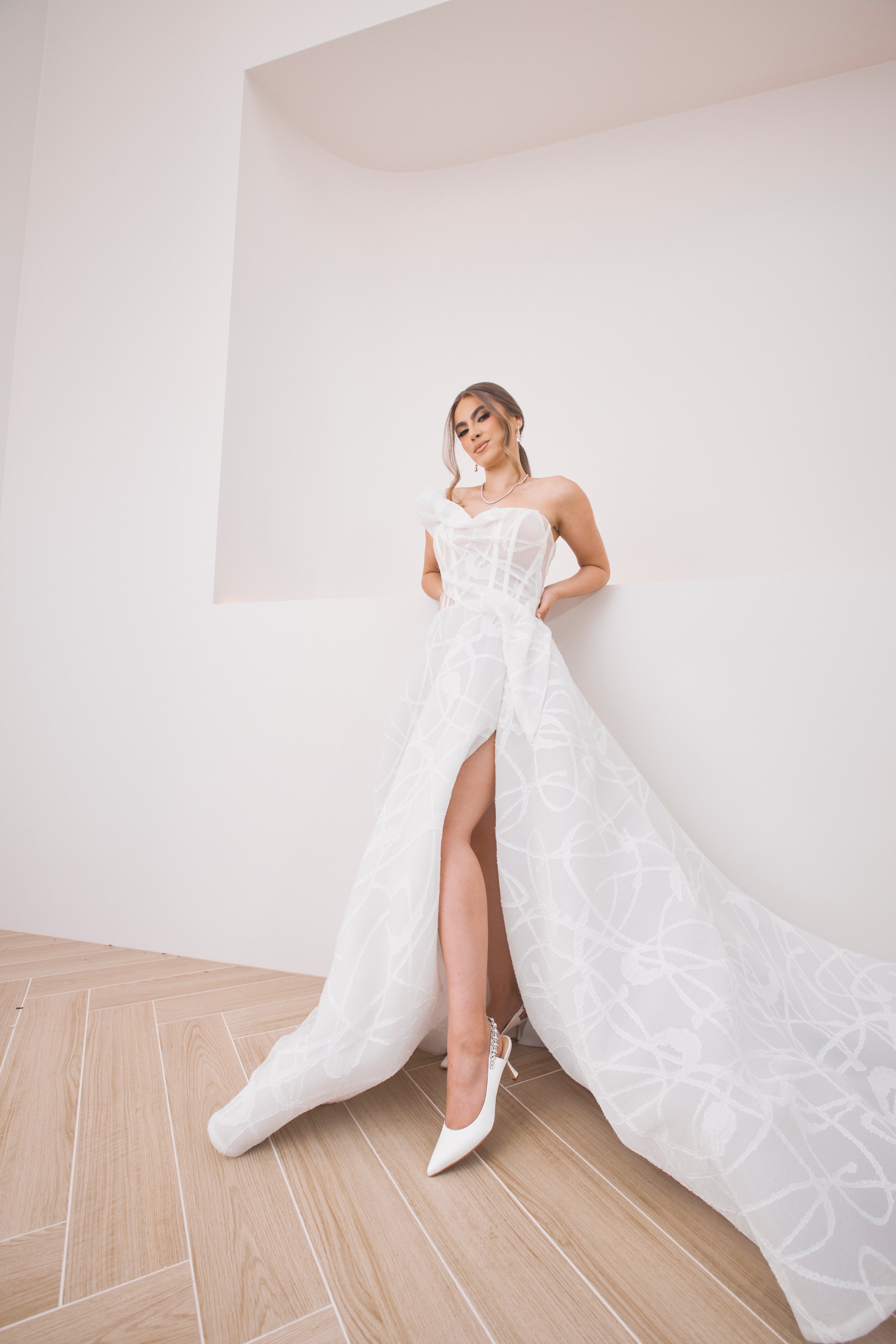 Nina Pearl - White Pearl & Crystal Embellished Sling Back Low Bridal Pump