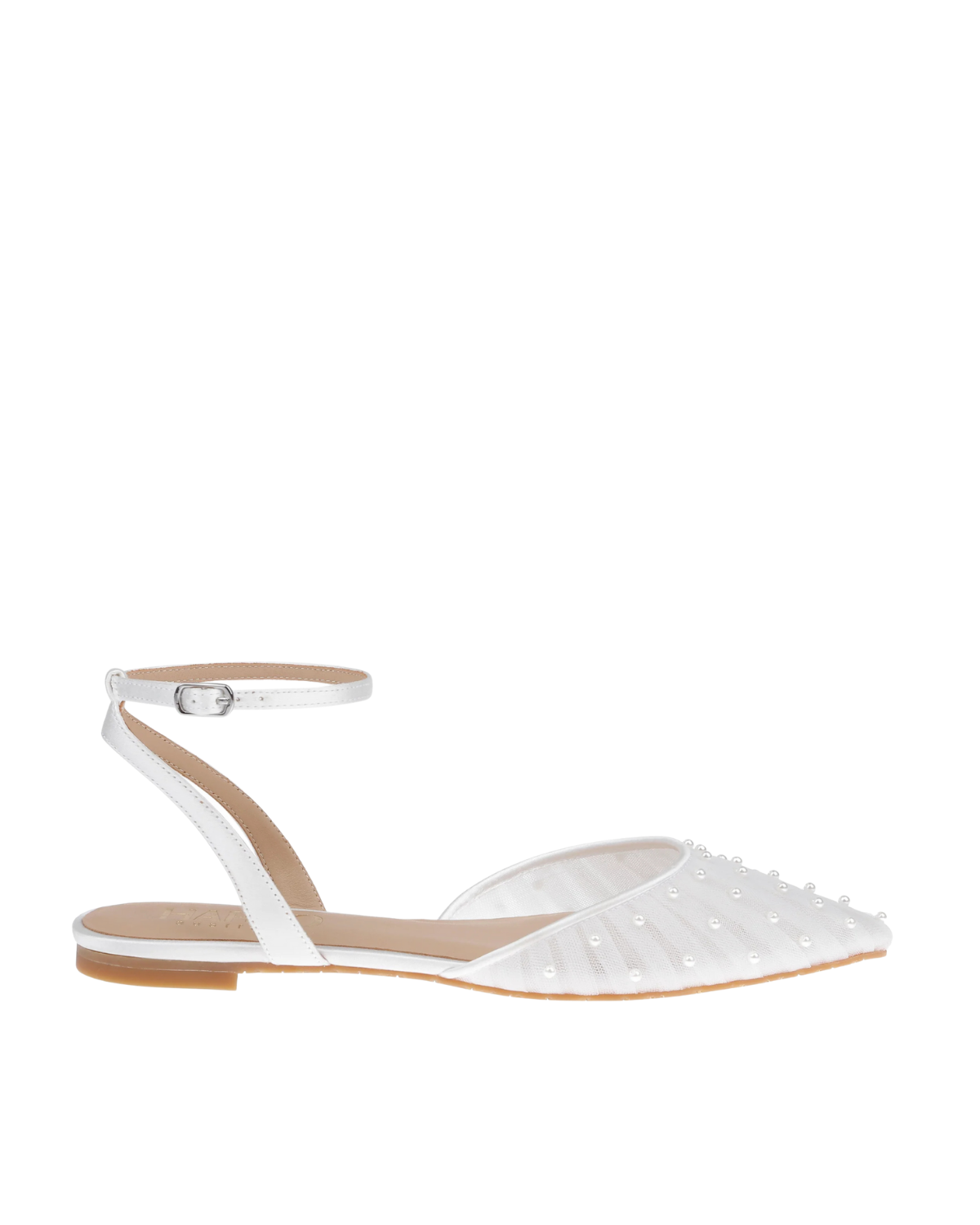 Chanel Pearl - White Tulle Flats with Handsewn Pearls