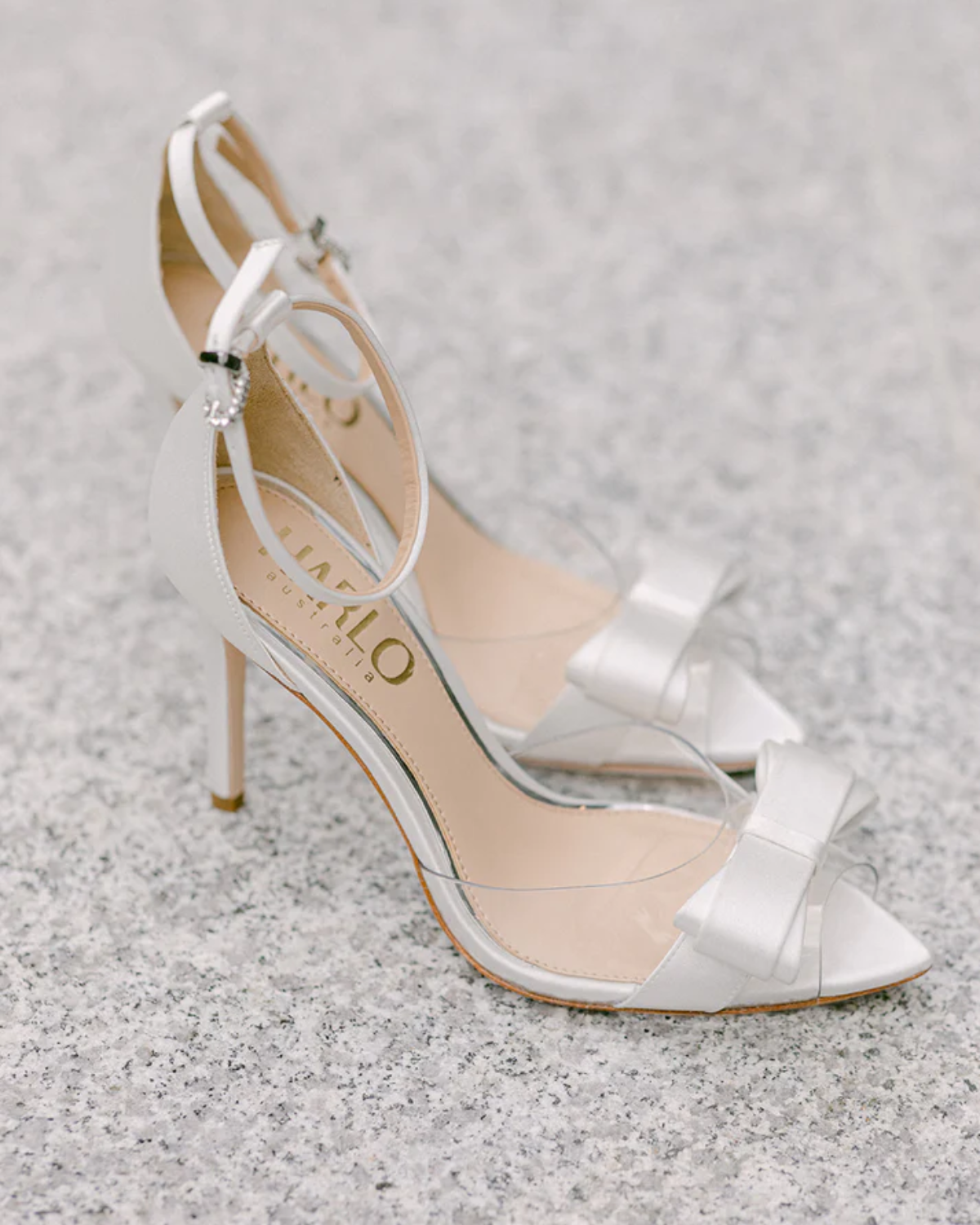 White high sales heels with bow