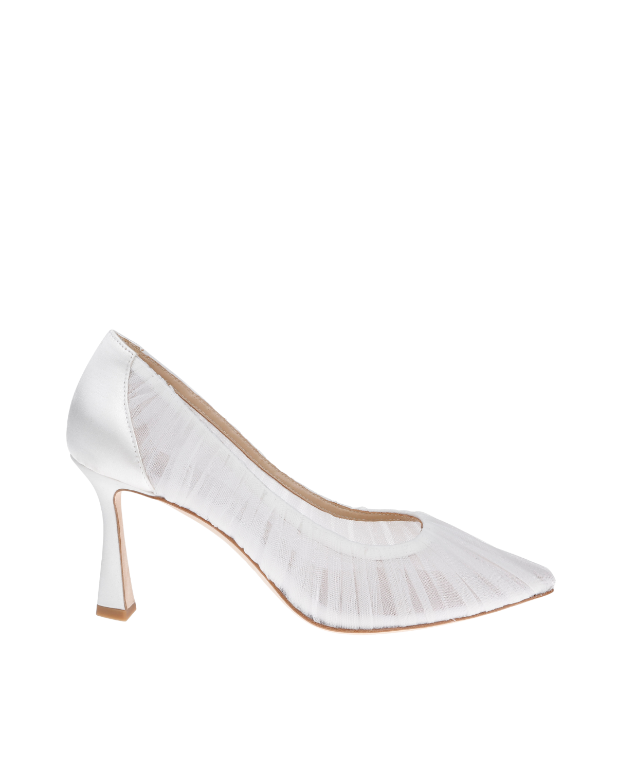 Glinda - Pleated Tulle Bridal Stiletto Heels - Soft White
