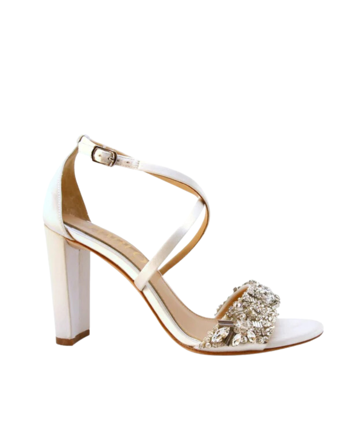 Audrey - White Crystal Embellished Bridal Block Heel - Final size 11
