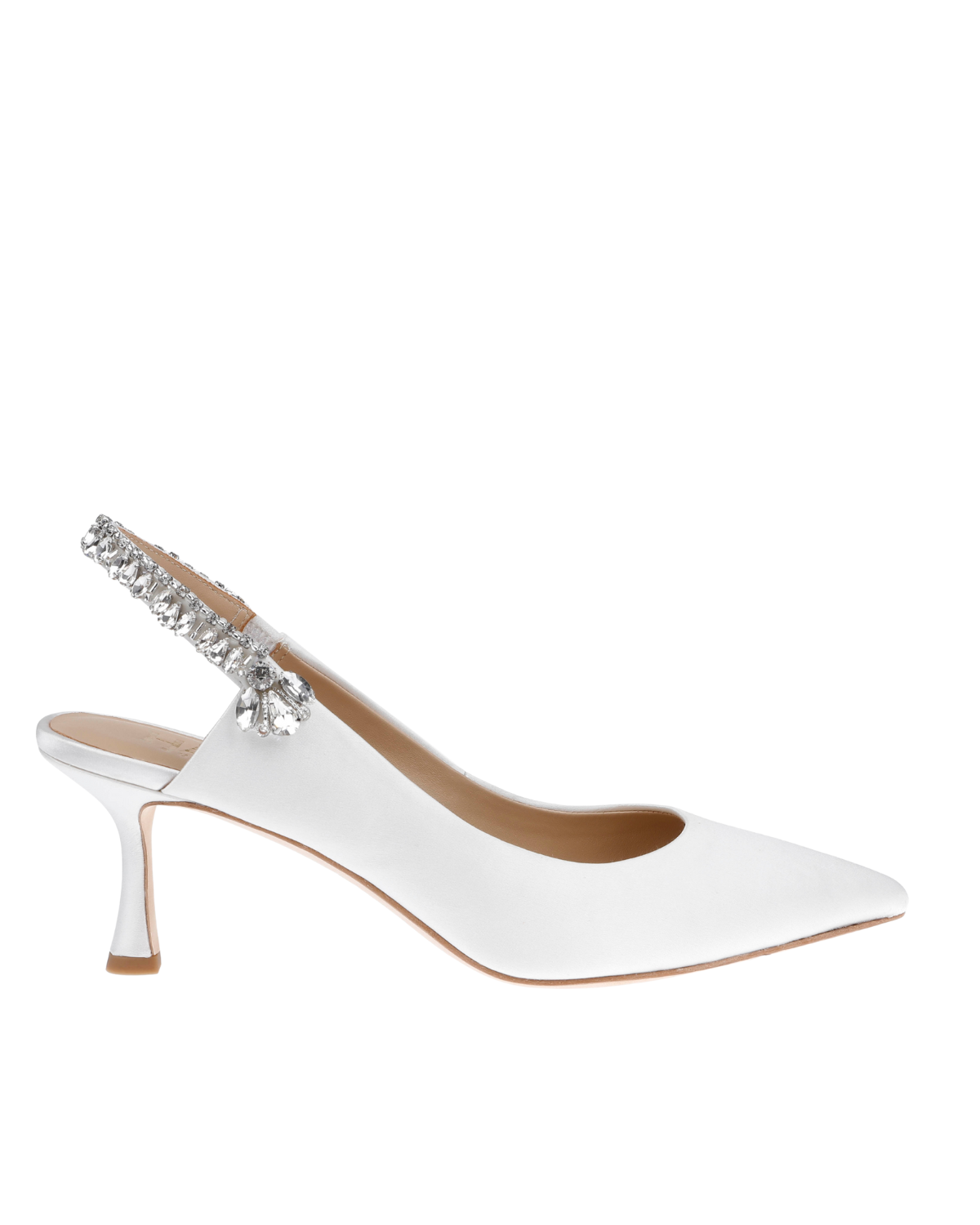 Nina - White Crystal Embellished Sling Back Low Bridal Pump