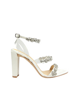 Blake - White Crystal Embellished Bridal Block Heel