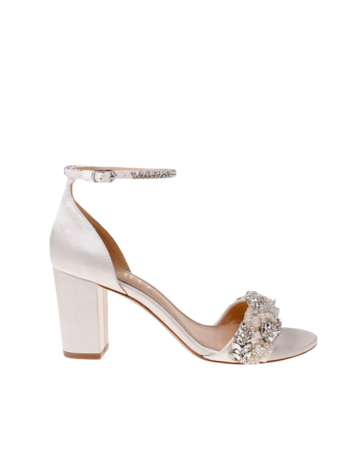 Adele - White Pearl And Crystal Bridal Block heel
