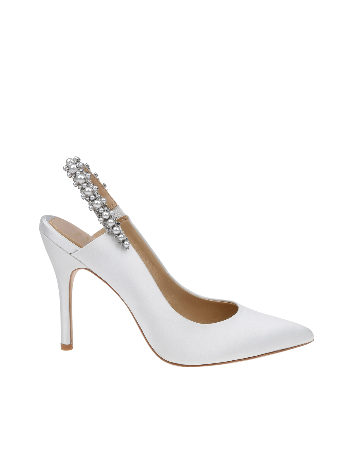 Bonnie Pearl - White Pearl & Crystal Embellished Sling Back Bridal Pump