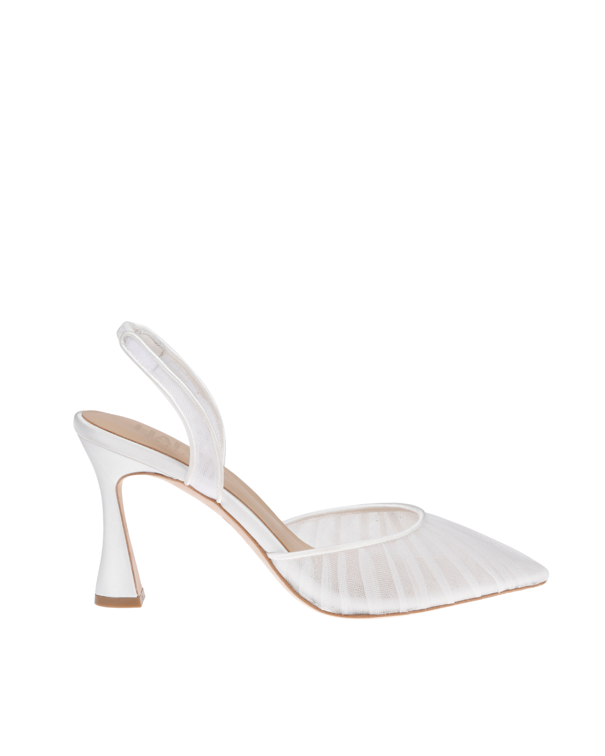 Gigi Tulle - Pleated Tulle Bridal Slingback Heels - Soft White