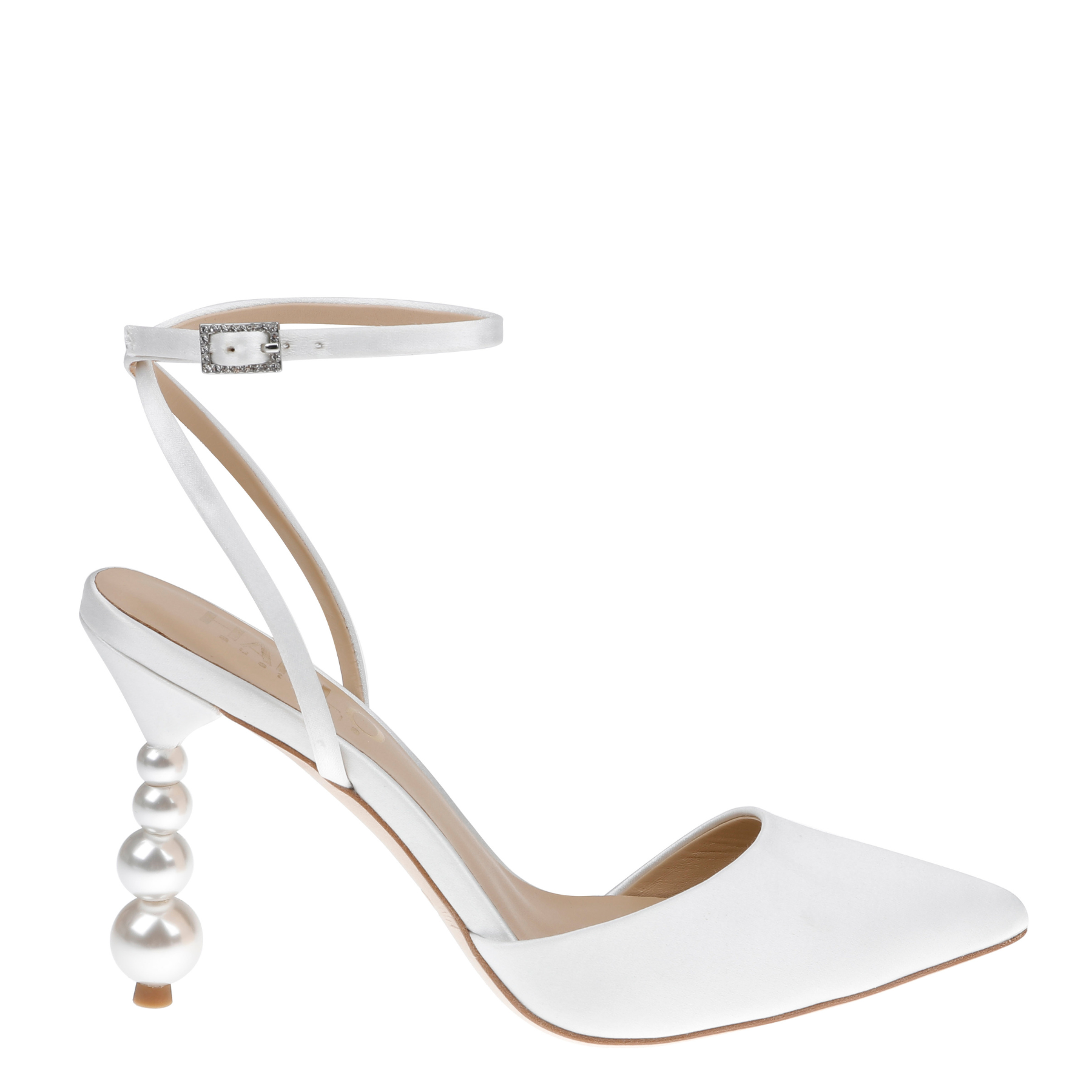 Frances - Pearl Heel Stiletto with Pointed Toe - Soft White