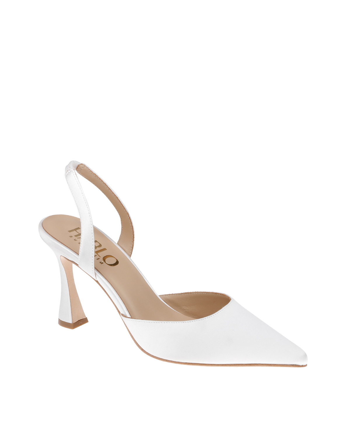Gigi - Satin Bridal Slingback Stiletto Heels - Soft White