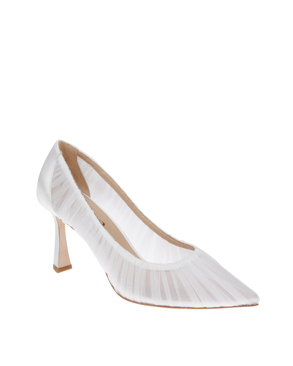 Glinda - Pleated Tulle Bridal Stiletto Heels - Soft White
