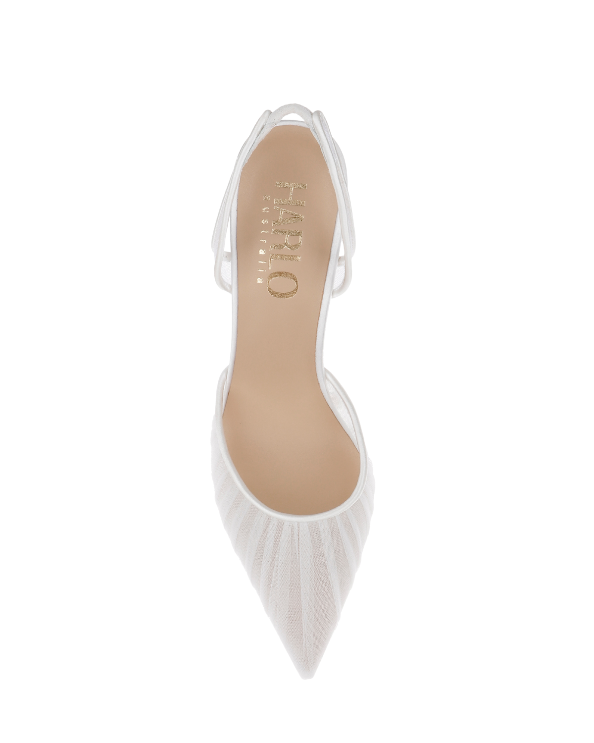 Gigi Tulle - Pleated Tulle Bridal Slingback Heels - Soft White
