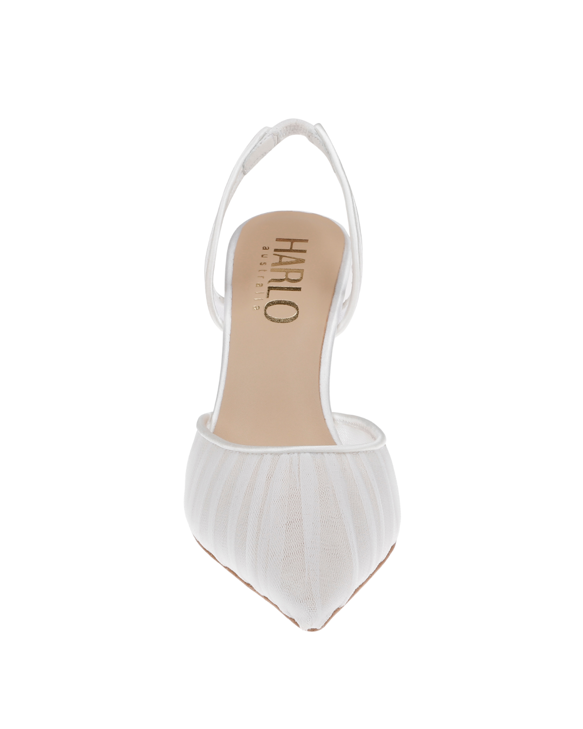 Gigi Tulle - Pleated Tulle Bridal Slingback Heels - Soft White