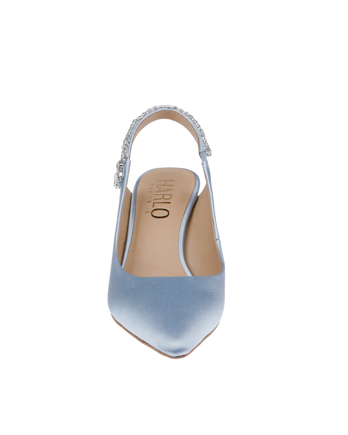 Nina Azure - Blue Crystal Embellished Sling Back Low Bridal Pump
