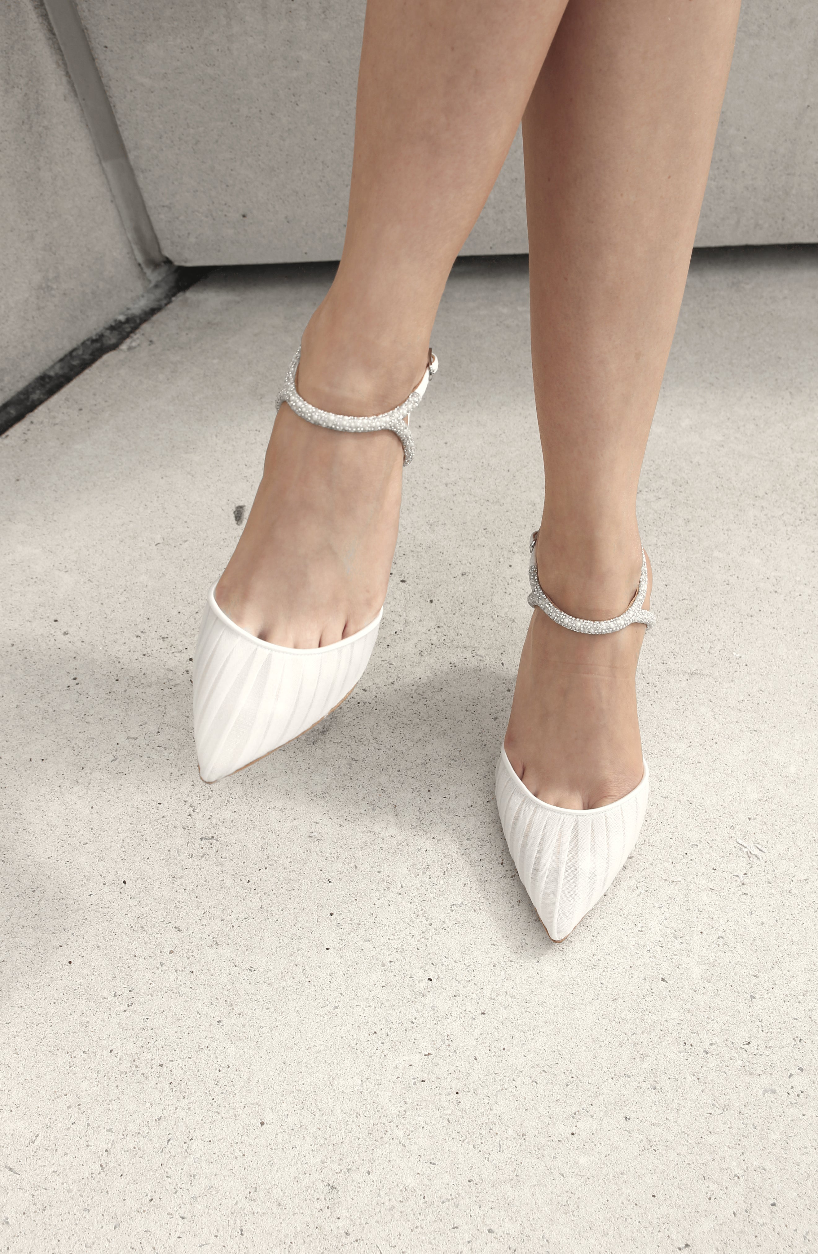 Georgia Pearl - White Tulle Point with Crystal and Pearl Strap