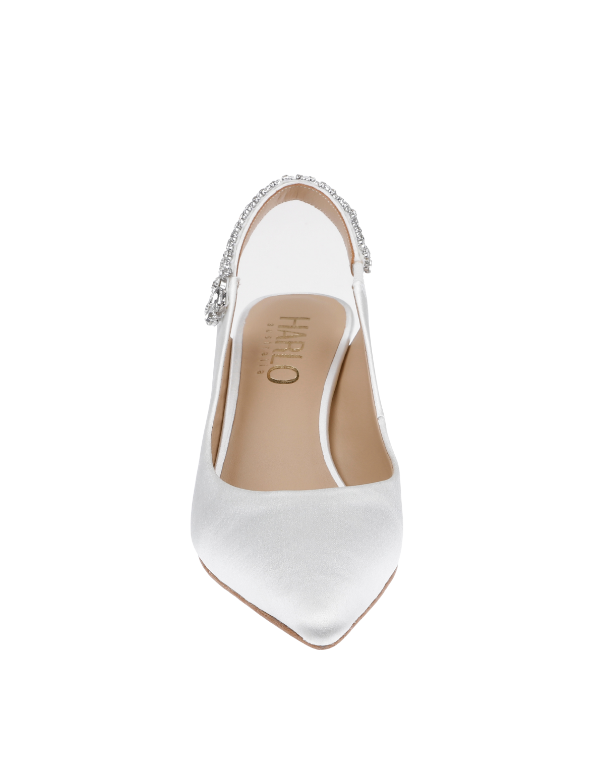 Nina - White Crystal Embellished Sling Back Low Bridal Pump