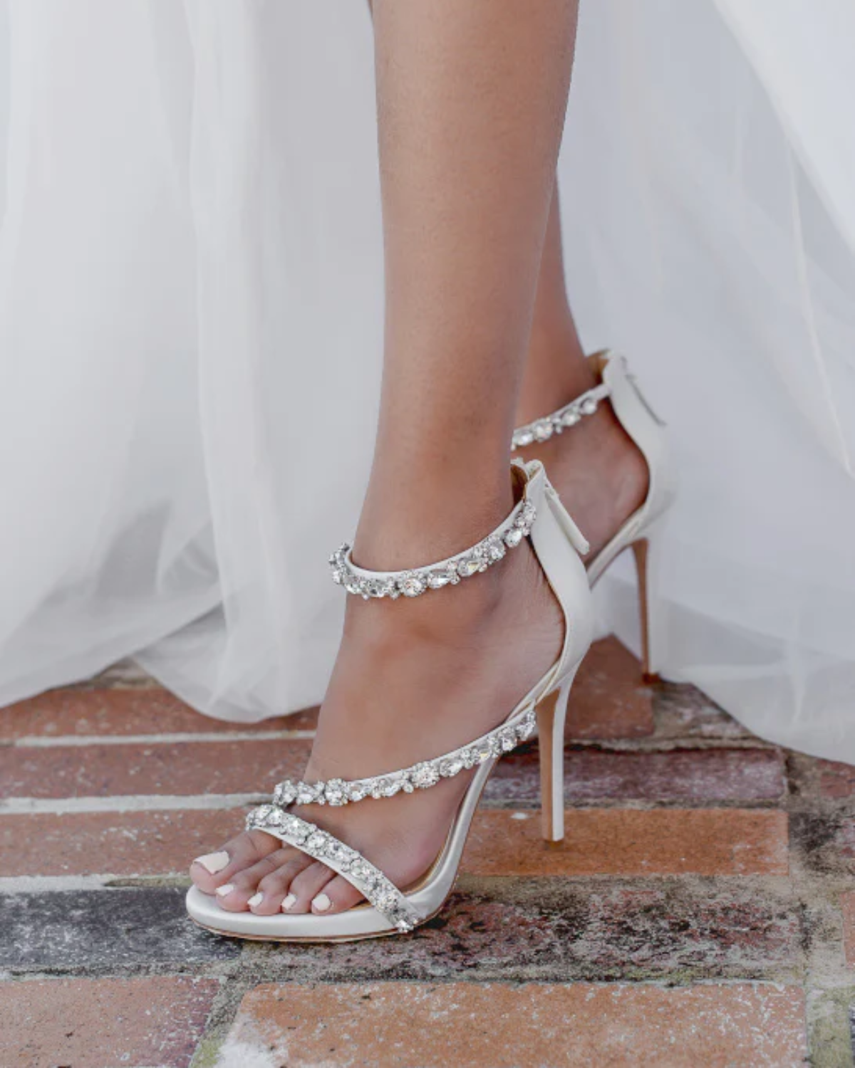 White strappy wedding 2024 shoes