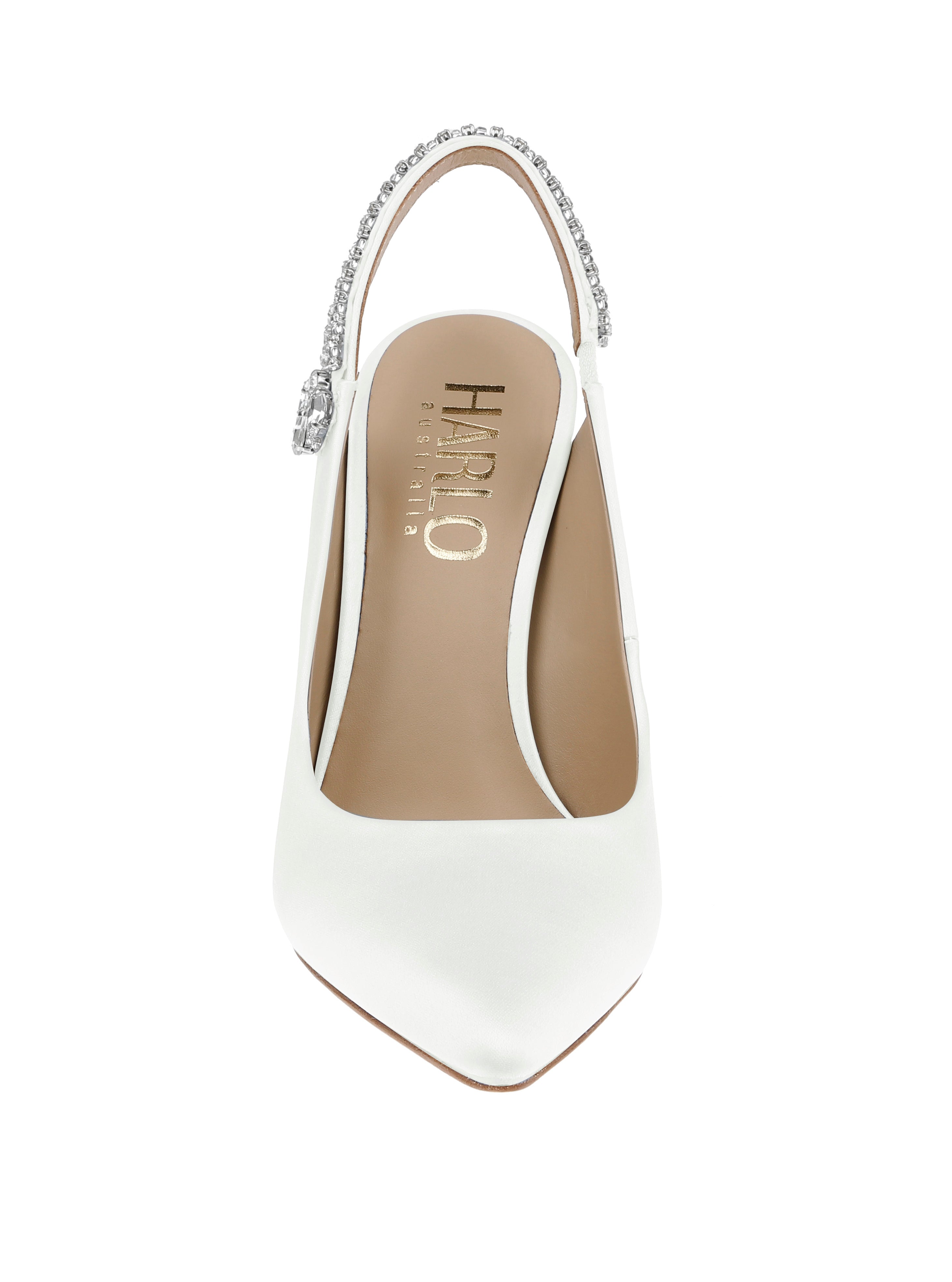 Bonnie - White Crystal Embellished Sling Back Bridal Pump