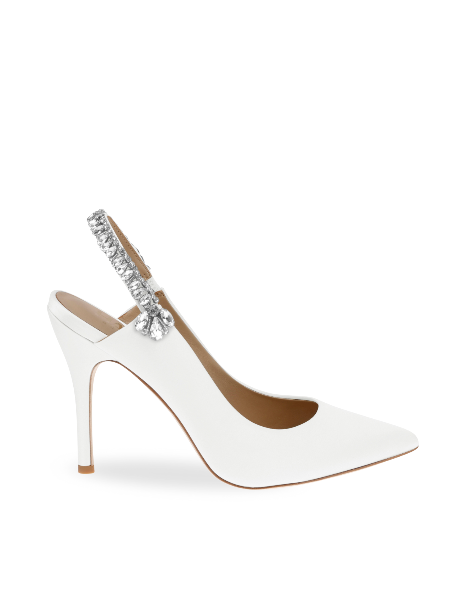 Bonnie - White Crystal Embellished Sling Back Bridal Pump