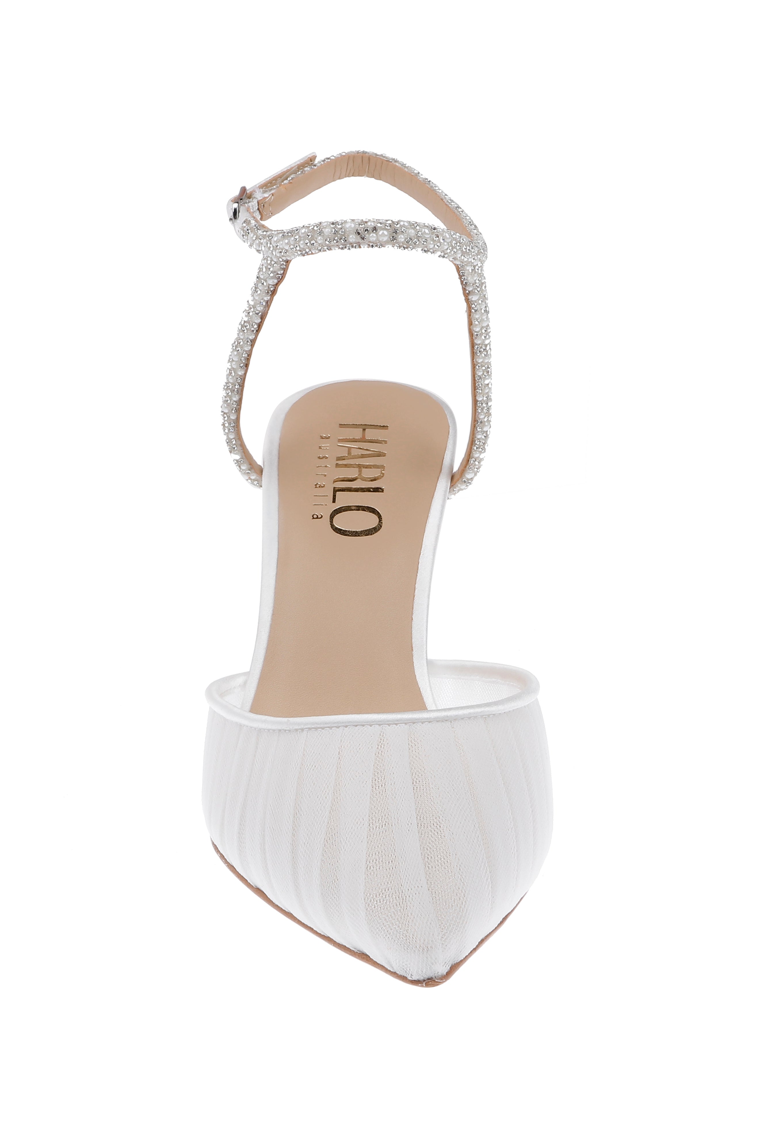 Georgia Pearl - White Tulle Point with Crystal and Pearl Strap