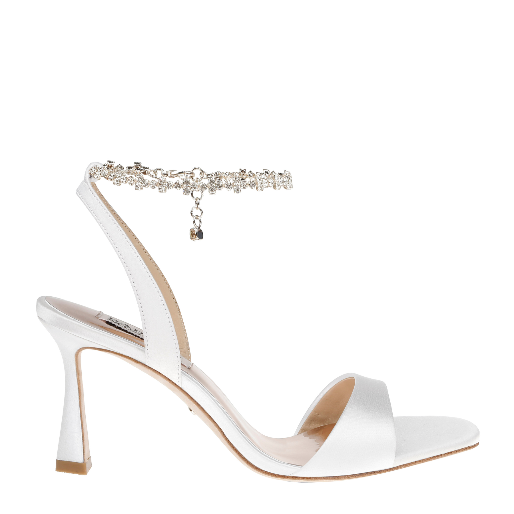 Faye - Satin Open Toe Stiletto With Ankle Bracelet - Soft White