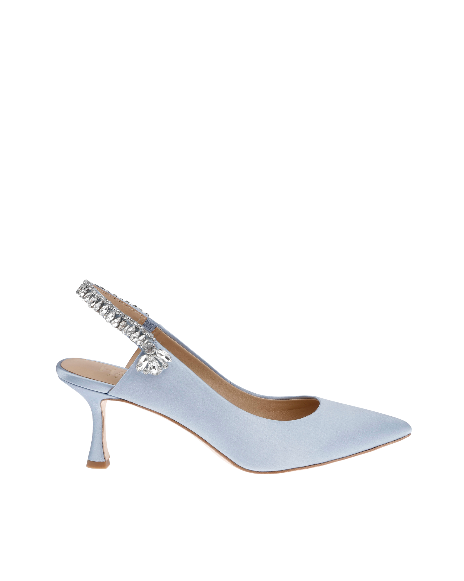 Nina Azure - Blue Crystal Embellished Sling Back Low Bridal Pump