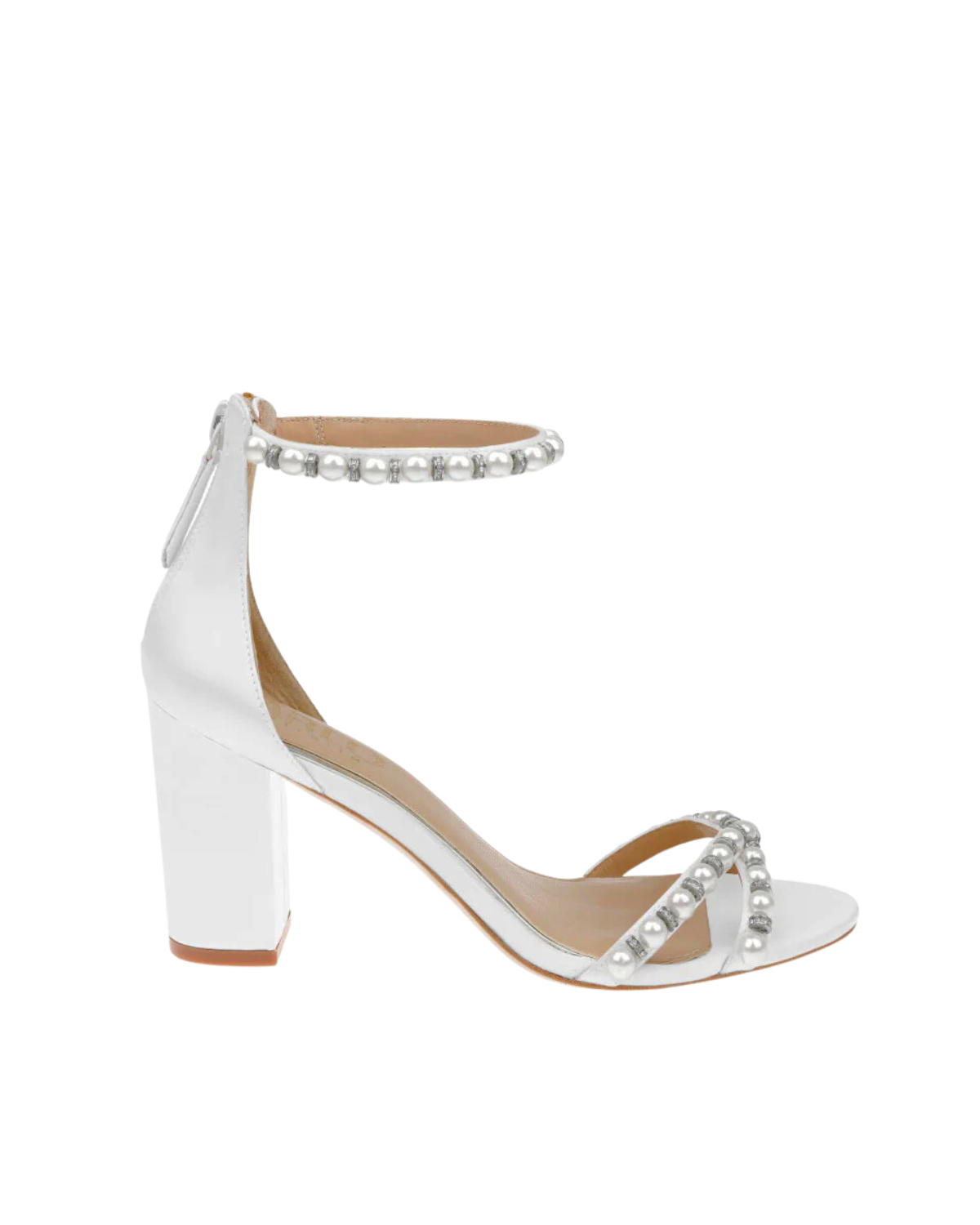 Alexene - White Pearl Low Block Bridal Heel